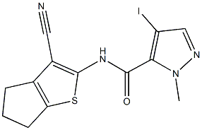 N-(3-cyano-5,6-dihydro-4H-cyclopenta[b]thien-2-yl)-4-iodo-1-methyl-1H-pyrazole-5-carboxamide Structure