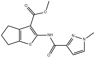 methyl 2-{[(1-methyl-1H-pyrazol-3-yl)carbonyl]amino}-5,6-dihydro-4H-cyclopenta[b]thiophene-3-carboxylate,514220-38-3,结构式