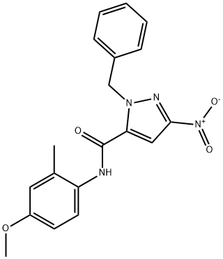 1-benzyl-3-nitro-N-(4-methoxy-2-methylphenyl)-1H-pyrazole-5-carboxamide,514799-05-4,结构式