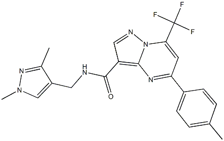 N-[(1,3-dimethyl-1H-pyrazol-4-yl)methyl]-5-(4-methylphenyl)-7-(trifluoromethyl)pyrazolo[1,5-a]pyrimidine-3-carboxamide 化学構造式