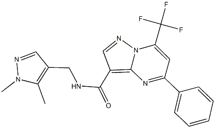 N-[(1,5-dimethyl-1H-pyrazol-4-yl)methyl]-5-phenyl-7-(trifluoromethyl)pyrazolo[1,5-a]pyrimidine-3-carboxamide 结构式