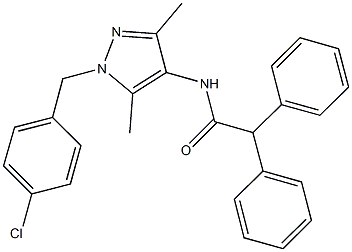 N-[1-(4-chlorobenzyl)-3,5-dimethyl-1H-pyrazol-4-yl]-2,2-diphenylacetamide 结构式