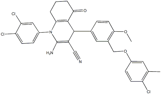 2-amino-4-{3-[(4-chloro-3-methylphenoxy)methyl]-4-methoxyphenyl}-1-(3,4-dichlorophenyl)-5-oxo-1,4,5,6,7,8-hexahydro-3-quinolinecarbonitrile|