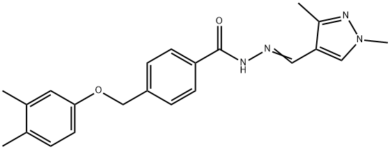 4-[(3,4-dimethylphenoxy)methyl]-N'-[(1,3-dimethyl-1H-pyrazol-4-yl)methylene]benzohydrazide 结构式