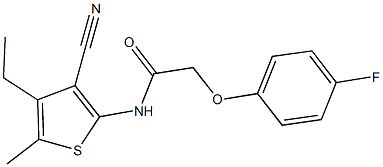 N-(3-cyano-4-ethyl-5-methyl-2-thienyl)-2-(4-fluorophenoxy)acetamide Struktur