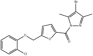 {5-[(4-bromo-3,5-dimethyl-1H-pyrazol-1-yl)carbonyl]-2-furyl}methyl 2-chlorophenyl ether,514800-30-7,结构式