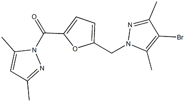 4-bromo-1-({5-[(3,5-dimethyl-1H-pyrazol-1-yl)carbonyl]-2-furyl}methyl)-3,5-dimethyl-1H-pyrazole Struktur