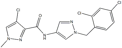 4-chloro-N-[1-(2,4-dichlorobenzyl)-1H-pyrazol-4-yl]-1-methyl-1H-pyrazole-3-carboxamide 结构式