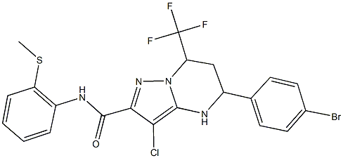 5-(4-bromophenyl)-3-chloro-N-[2-(methylsulfanyl)phenyl]-7-(trifluoromethyl)-4,5,6,7-tetrahydropyrazolo[1,5-a]pyrimidine-2-carboxamide 结构式