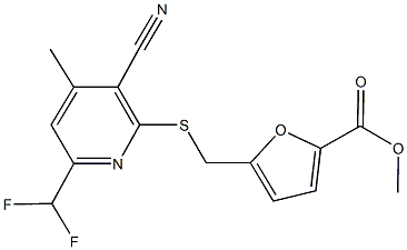 methyl 5-({[3-cyano-6-(difluoromethyl)-4-methyl-2-pyridinyl]sulfanyl}methyl)-2-furoate Structure