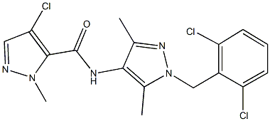 4-chloro-N-[1-(2,6-dichlorobenzyl)-3,5-dimethyl-1H-pyrazol-4-yl]-1-methyl-1H-pyrazole-5-carboxamide 化学構造式