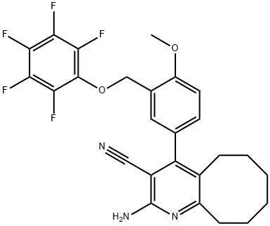 2-amino-4-{4-methoxy-3-[(2,3,4,5,6-pentafluorophenoxy)methyl]phenyl}-5,6,7,8,9,10-hexahydrocycloocta[b]pyridine-3-carbonitrile,514816-41-2,结构式