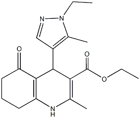 ethyl 4-(1-ethyl-5-methyl-1H-pyrazol-4-yl)-2-methyl-5-oxo-1,4,5,6,7,8-hexahydro-3-quinolinecarboxylate 化学構造式