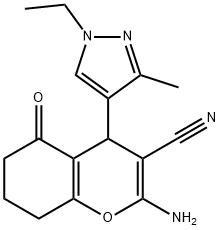 2-amino-4-(1-ethyl-3-methyl-1H-pyrazol-4-yl)-5-oxo-5,6,7,8-tetrahydro-4H-chromene-3-carbonitrile|