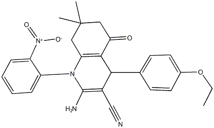 2-amino-4-(4-ethoxyphenyl)-1-{2-nitrophenyl}-7,7-dimethyl-5-oxo-1,4,5,6,7,8-hexahydro-3-quinolinecarbonitrile Structure