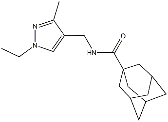 N-[(1-ethyl-3-methyl-1H-pyrazol-4-yl)methyl]-1-adamantanecarboxamide 化学構造式