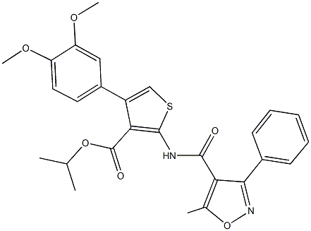 isopropyl 4-(3,4-dimethoxyphenyl)-2-{[(5-methyl-3-phenyl-4-isoxazolyl)carbonyl]amino}-3-thiophenecarboxylate Structure