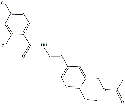 5-[2-(2,4-dichlorobenzoyl)carbohydrazonoyl]-2-methoxybenzyl acetate 化学構造式