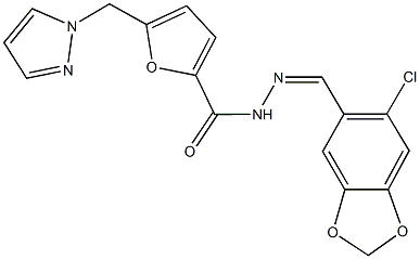 N'-[(6-chloro-1,3-benzodioxol-5-yl)methylene]-5-(1H-pyrazol-1-ylmethyl)-2-furohydrazide 结构式