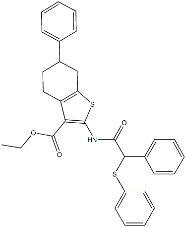 ethyl 6-phenyl-2-{[phenyl(phenylsulfanyl)acetyl]amino}-4,5,6,7-tetrahydro-1-benzothiophene-3-carboxylate Structure