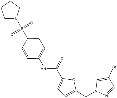 5-[(4-bromo-1H-pyrazol-1-yl)methyl]-N-[4-(1-pyrrolidinylsulfonyl)phenyl]-2-furamide Structure