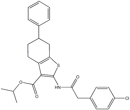 isopropyl 2-{[(4-chlorophenyl)acetyl]amino}-6-phenyl-4,5,6,7-tetrahydro-1-benzothiophene-3-carboxylate Structure