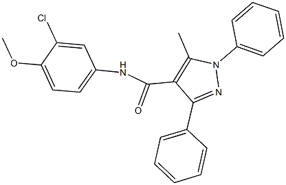 N-(3-chloro-4-methoxyphenyl)-5-methyl-1,3-diphenyl-1H-pyrazole-4-carboxamide Struktur