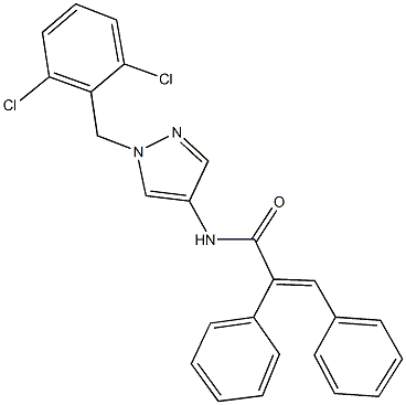 N-[1-(2,6-dichlorobenzyl)-1H-pyrazol-4-yl]-2,3-diphenylacrylamide Struktur