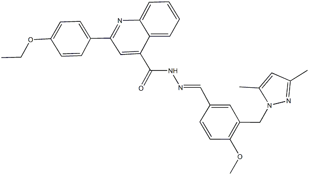 N'-{3-[(3,5-dimethyl-1H-pyrazol-1-yl)methyl]-4-methoxybenzylidene}-2-(4-ethoxyphenyl)-4-quinolinecarbohydrazide 结构式