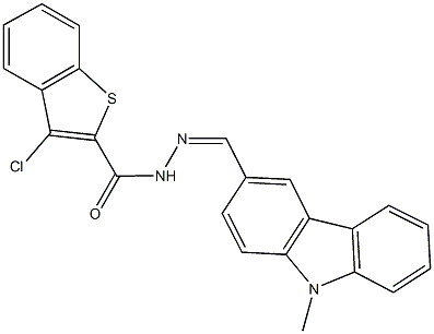 3-chloro-N'-[(9-methyl-9H-carbazol-3-yl)methylene]-1-benzothiophene-2-carbohydrazide Structure