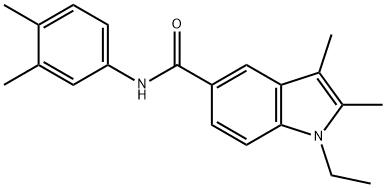 N-(3,4-dimethylphenyl)-1-ethyl-2,3-dimethyl-1H-indole-5-carboxamide 化学構造式