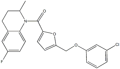 1-{5-[(3-chlorophenoxy)methyl]-2-furoyl}-6-fluoro-2-methyl-1,2,3,4-tetrahydroquinoline Structure