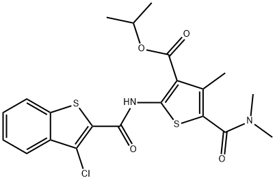 isopropyl 2-{[(3-chloro-1-benzothien-2-yl)carbonyl]amino}-5-[(dimethylamino)carbonyl]-4-methylthiophene-3-carboxylate 化学構造式