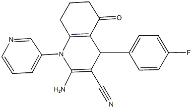 2-amino-4-(4-fluorophenyl)-5-oxo-1-(3-pyridinyl)-1,4,5,6,7,8-hexahydro-3-quinolinecarbonitrile 结构式