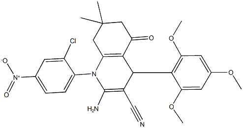 2-amino-1-{2-chloro-4-nitrophenyl}-7,7-dimethyl-5-oxo-4-(2,4,6-trimethoxyphenyl)-1,4,5,6,7,8-hexahydro-3-quinolinecarbonitrile Structure