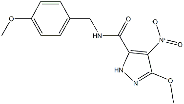 4-nitro-3-methoxy-N-(4-methoxybenzyl)-1H-pyrazole-5-carboxamide 化学構造式