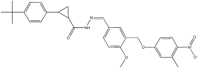 2-(4-tert-butylphenyl)-N'-[3-({4-nitro-3-methylphenoxy}methyl)-4-methoxybenzylidene]cyclopropanecarbohydrazide Struktur