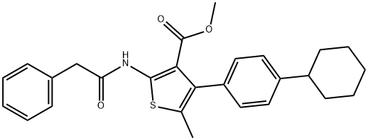 methyl 4-(4-cyclohexylphenyl)-5-methyl-2-[(phenylacetyl)amino]thiophene-3-carboxylate Struktur