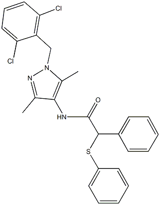 N-[1-(2,6-dichlorobenzyl)-3,5-dimethyl-1H-pyrazol-4-yl]-2-phenyl-2-(phenylsulfanyl)acetamide Struktur