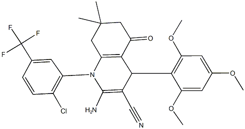 2-amino-1-[2-chloro-5-(trifluoromethyl)phenyl]-7,7-dimethyl-5-oxo-4-(2,4,6-trimethoxyphenyl)-1,4,5,6,7,8-hexahydro-3-quinolinecarbonitrile|