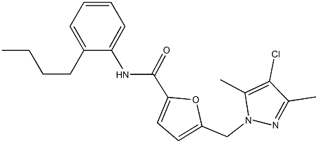 N-(2-butylphenyl)-5-[(4-chloro-3,5-dimethyl-1H-pyrazol-1-yl)methyl]-2-furamide Structure