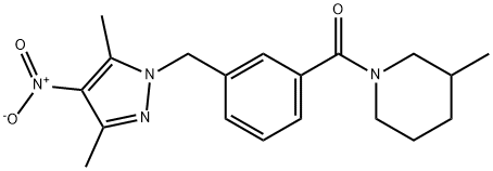 1-[3-({4-nitro-3,5-dimethyl-1H-pyrazol-1-yl}methyl)benzoyl]-3-methylpiperidine 化学構造式