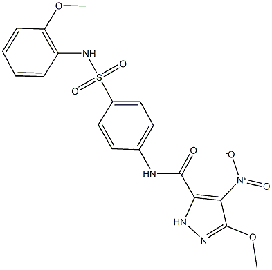 4-nitro-3-methoxy-N-{4-[(2-methoxyanilino)sulfonyl]phenyl}-1H-pyrazole-5-carboxamide Structure