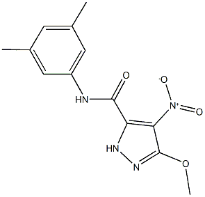 N-(3,5-dimethylphenyl)-4-nitro-3-methoxy-1H-pyrazole-5-carboxamide Struktur