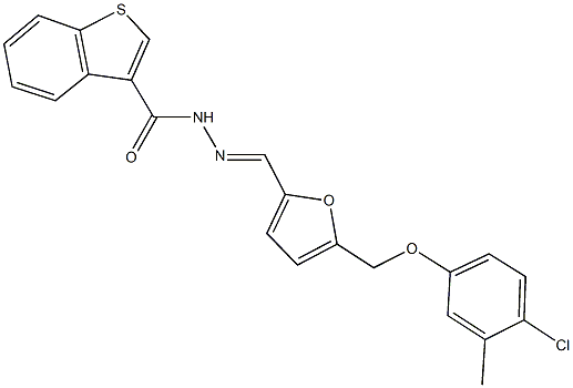 N'-({5-[(4-chloro-3-methylphenoxy)methyl]-2-furyl}methylene)-1-benzothiophene-3-carbohydrazide 化学構造式