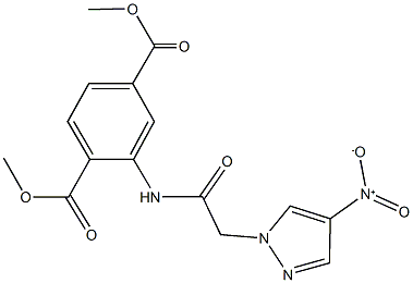 dimethyl 2-[({4-nitro-1H-pyrazol-1-yl}acetyl)amino]terephthalate 化学構造式