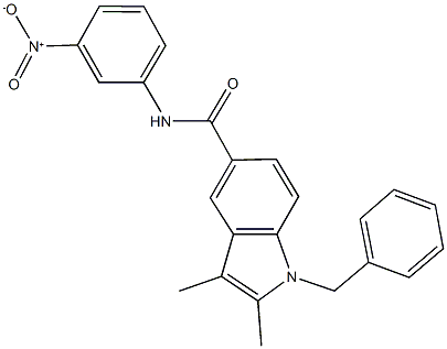 1-benzyl-N-{3-nitrophenyl}-2,3-dimethyl-1H-indole-5-carboxamide 化学構造式