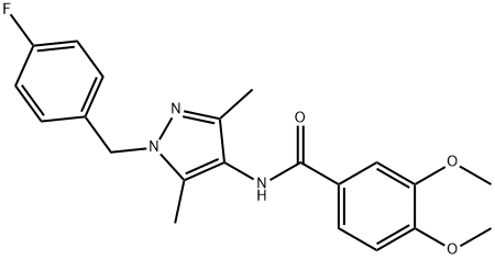 N-[1-(4-fluorobenzyl)-3,5-dimethyl-1H-pyrazol-4-yl]-3,4-dimethoxybenzamide Struktur