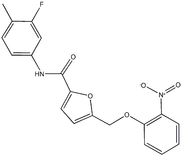 N-(3-fluoro-4-methylphenyl)-5-({2-nitrophenoxy}methyl)-2-furamide 结构式