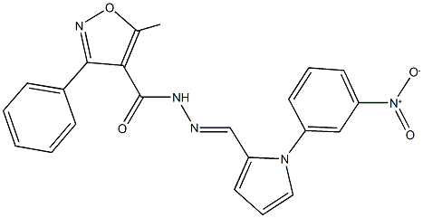 N'-[(1-{3-nitrophenyl}-1H-pyrrol-2-yl)methylene]-5-methyl-3-phenyl-4-isoxazolecarbohydrazide Struktur